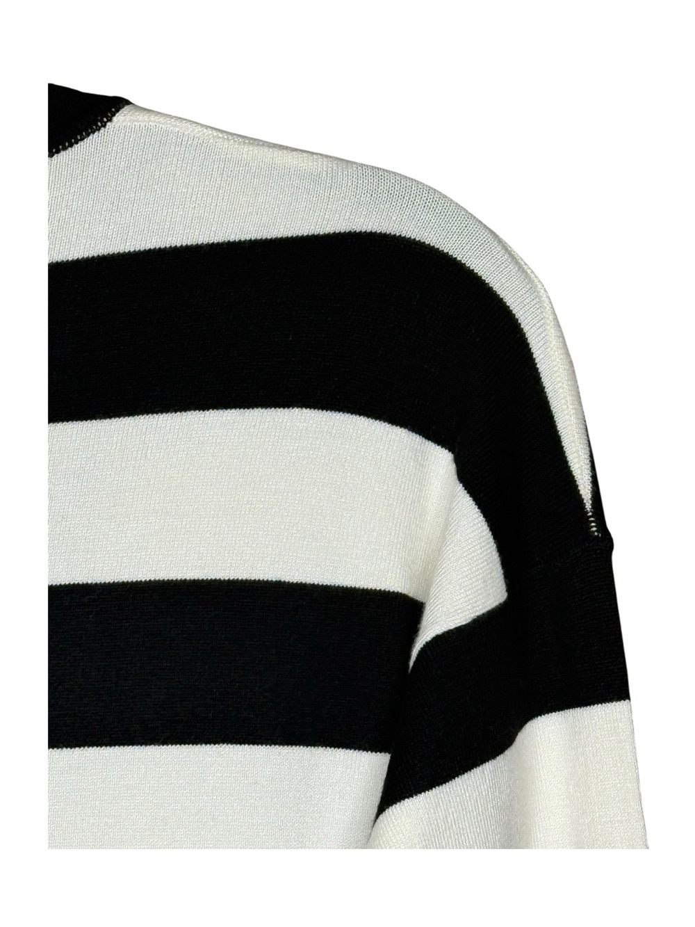 new LF Millau ᯾ Stripe V Neck Long Cardigan Duster Sweater ᯾ Black + White - Picture 13 of 16